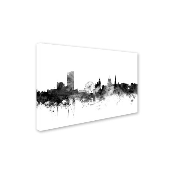 Michael Tompsett 'Sheffield England Skyline B&W' Canvas Art,12x19